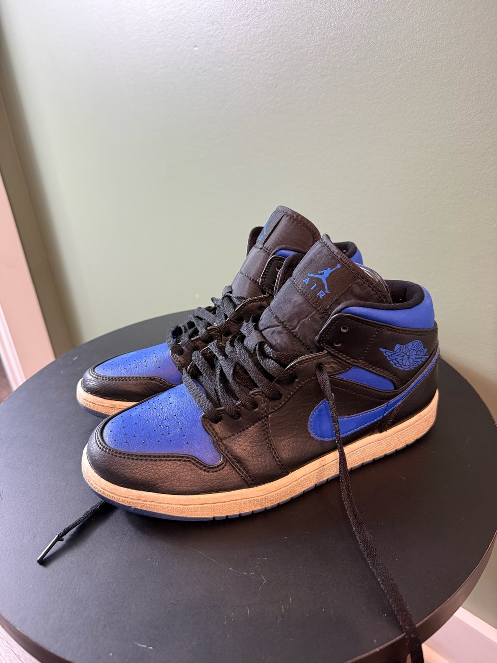 Jordan Mid Sneakers in Black and Royal Blue